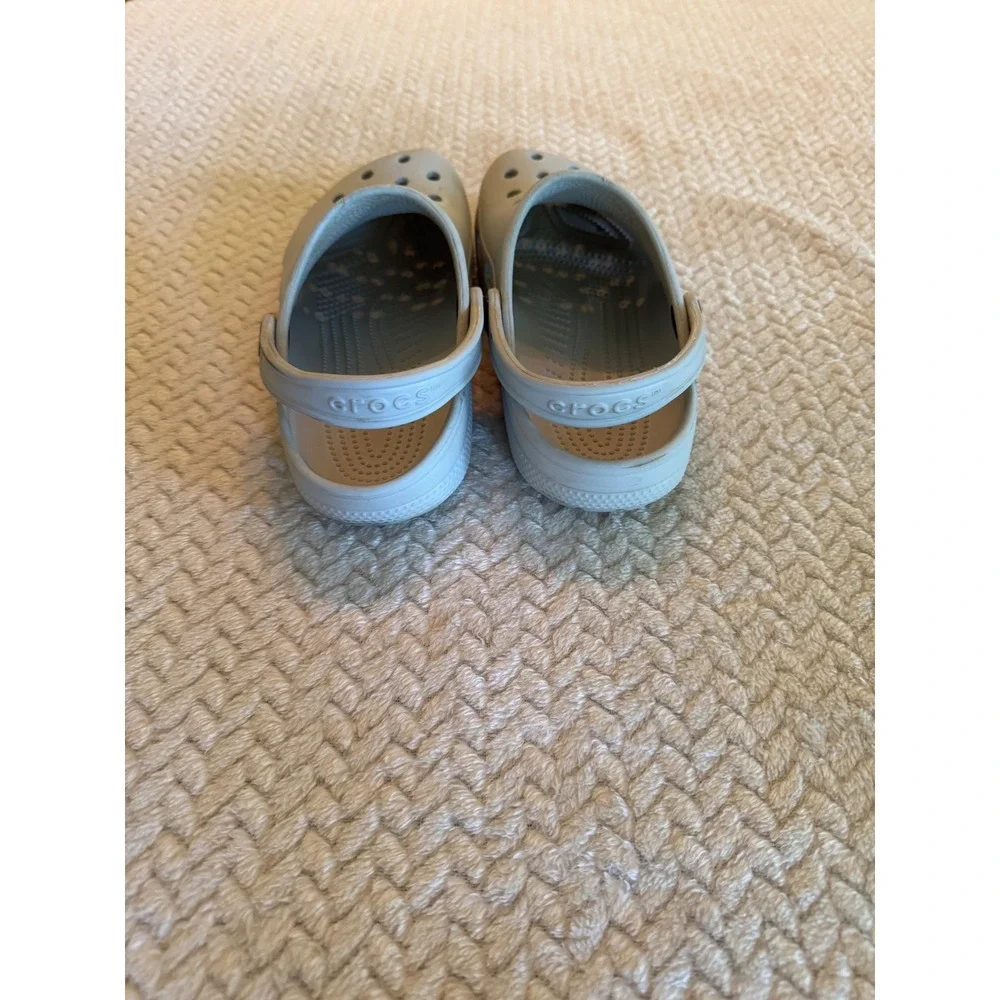 Crocs Kids Classic Clogs Light Grey Football Charm Size J4/W6